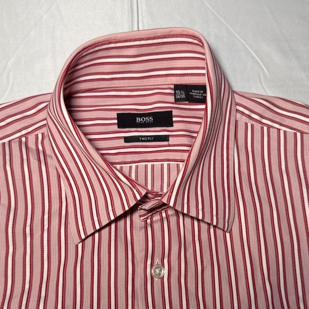 Hugo Boss Men's Striped Button Up Shirt "2 PLY" Medium Size15 1/2 34/35